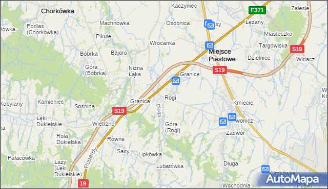 mapa Rogi gmina Miejsce Piastowe, Rogi gmina Miejsce Piastowe na mapie Targeo