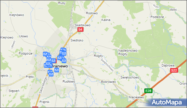 mapa Rogity, Rogity na mapie Targeo