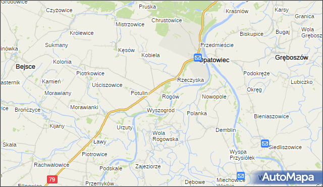 mapa Rogów gmina Opatowiec, Rogów gmina Opatowiec na mapie Targeo