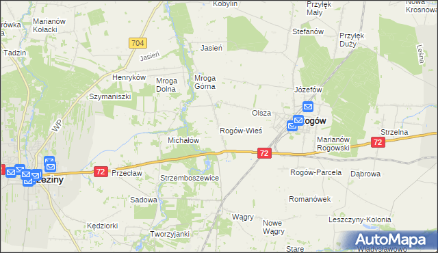 mapa Rogów-Wieś, Rogów-Wieś na mapie Targeo