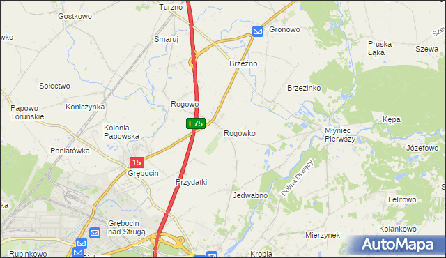 mapa Rogówko gmina Lubicz, Rogówko gmina Lubicz na mapie Targeo