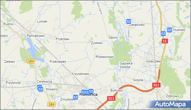 mapa Rostworowo, Rostworowo na mapie Targeo