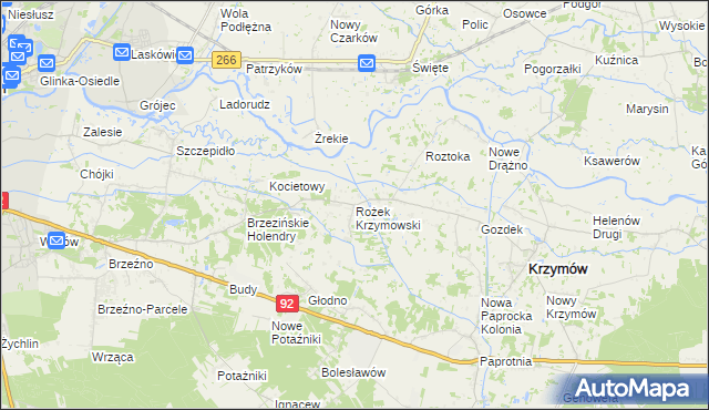 mapa Rożek Krzymowski, Rożek Krzymowski na mapie Targeo