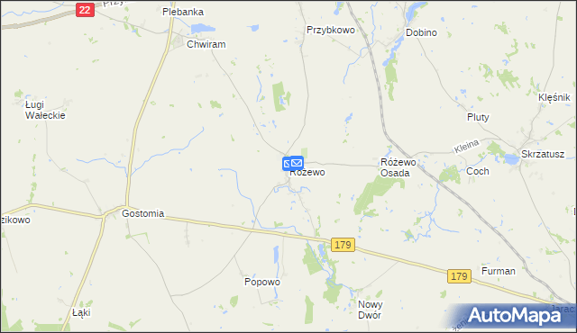 mapa Różewo gmina Wałcz, Różewo gmina Wałcz na mapie Targeo