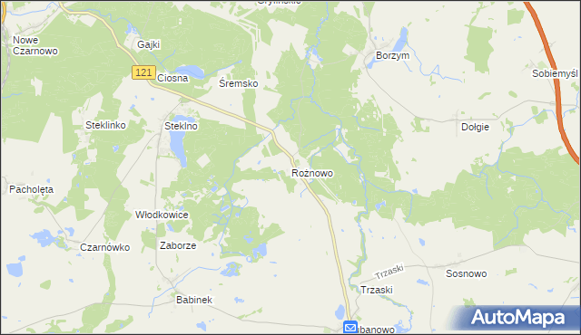 mapa Rożnowo gmina Banie, Rożnowo gmina Banie na mapie Targeo