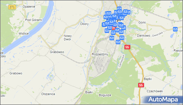 mapa Rozpędziny, Rozpędziny na mapie Targeo