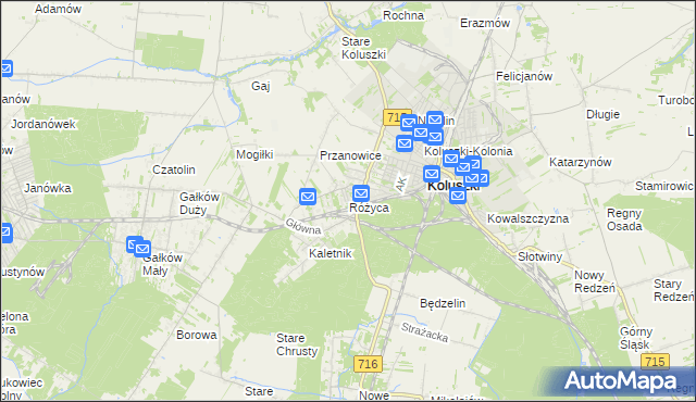 mapa Różyca, Różyca na mapie Targeo