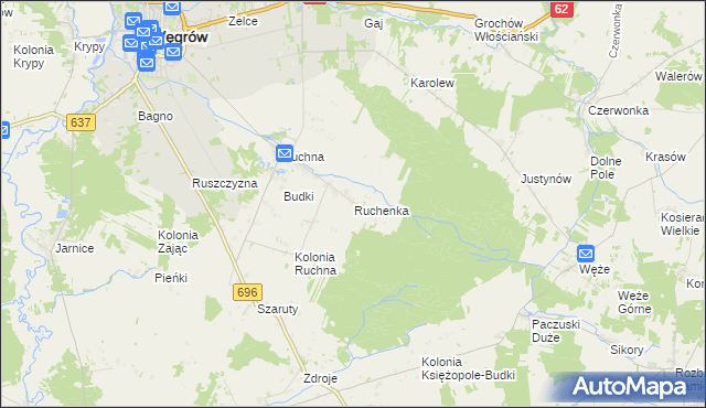 mapa Ruchenka, Ruchenka na mapie Targeo