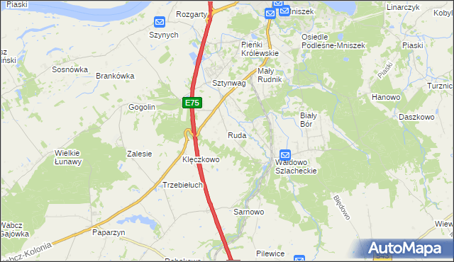 mapa Ruda gmina Grudziądz, Ruda gmina Grudziądz na mapie Targeo