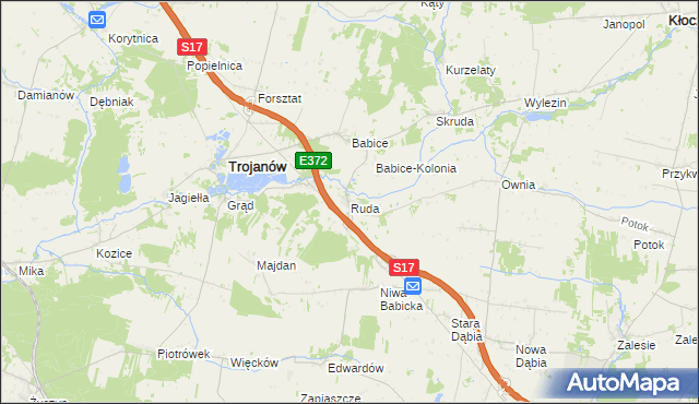 mapa Ruda gmina Trojanów, Ruda gmina Trojanów na mapie Targeo