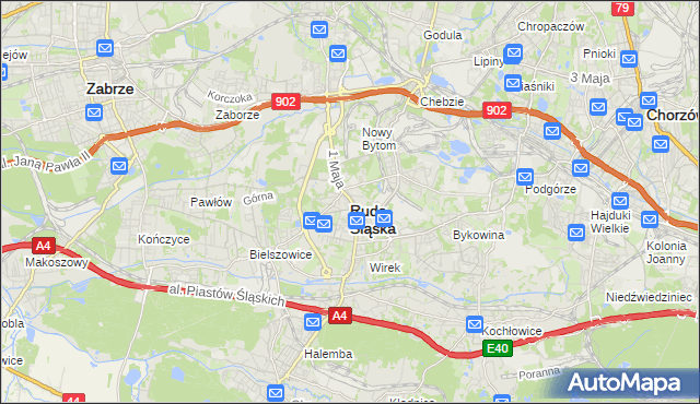 mapa Rudy Śląskiej, Ruda Śląska na mapie Targeo
