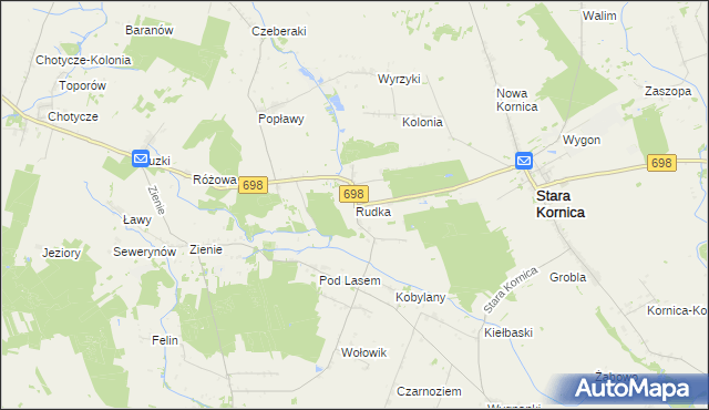mapa Rudka gmina Stara Kornica, Rudka gmina Stara Kornica na mapie Targeo