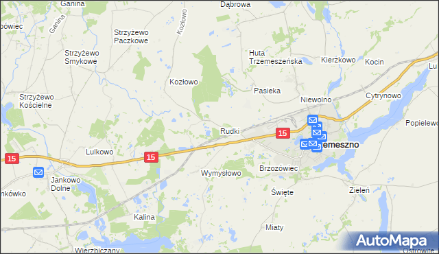 mapa Rudki gmina Trzemeszno, Rudki gmina Trzemeszno na mapie Targeo