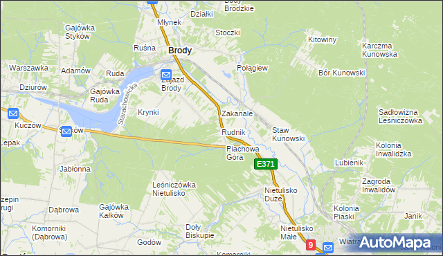 mapa Rudnik gmina Brody, Rudnik gmina Brody na mapie Targeo