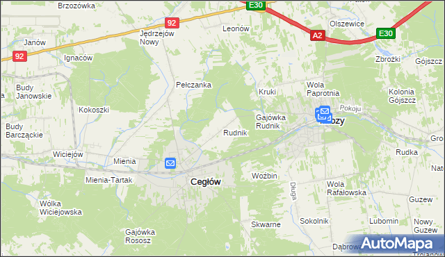 mapa Rudnik gmina Cegłów, Rudnik gmina Cegłów na mapie Targeo