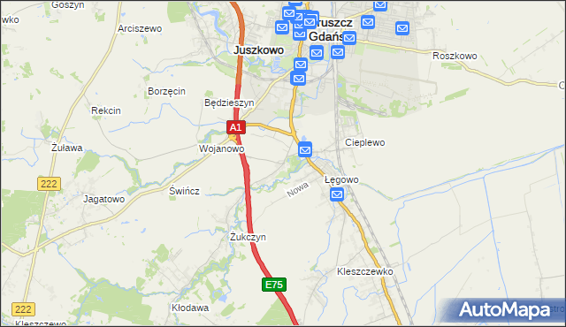 mapa Rusocin gmina Pruszcz Gdański, Rusocin gmina Pruszcz Gdański na mapie Targeo