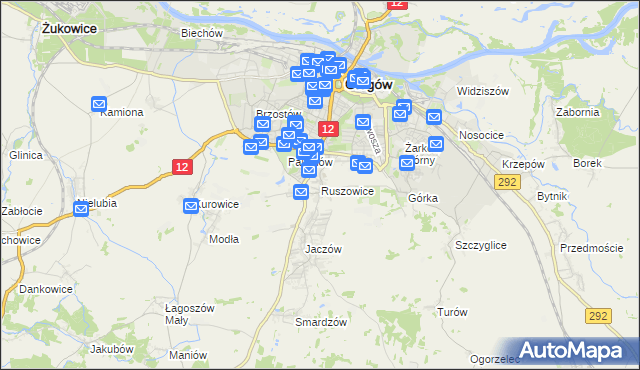 mapa Ruszowice gmina Głogów, Ruszowice gmina Głogów na mapie Targeo