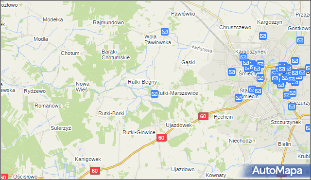 mapa Rutki-Marszewice, Rutki-Marszewice na mapie Targeo