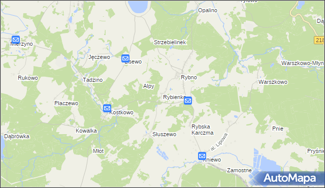 mapa Rybienko gmina Gniewino, Rybienko gmina Gniewino na mapie Targeo