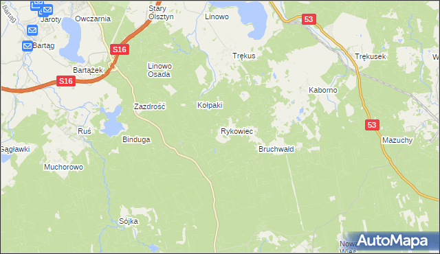 mapa Rykowiec, Rykowiec na mapie Targeo