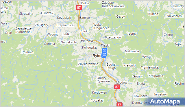 mapa Rytro, Rytro na mapie Targeo