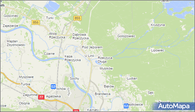 mapa Rzeczyca Długa, Rzeczyca Długa na mapie Targeo