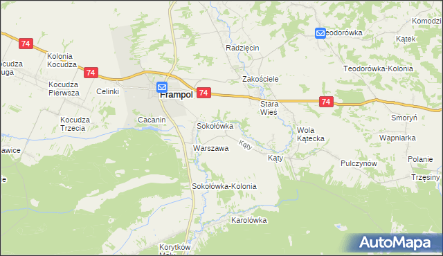 mapa Rzeczyce gmina Frampol, Rzeczyce gmina Frampol na mapie Targeo
