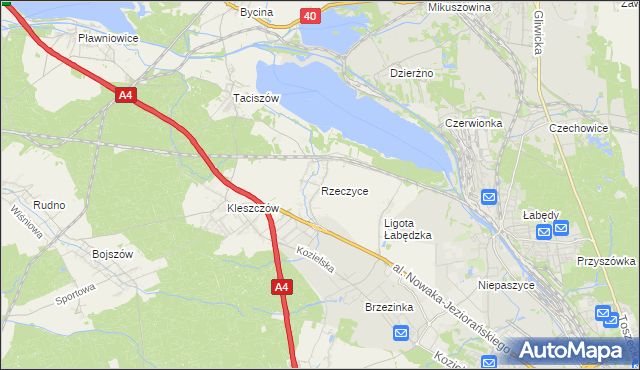 mapa Rzeczyce gmina Rudziniec, Rzeczyce gmina Rudziniec na mapie Targeo
