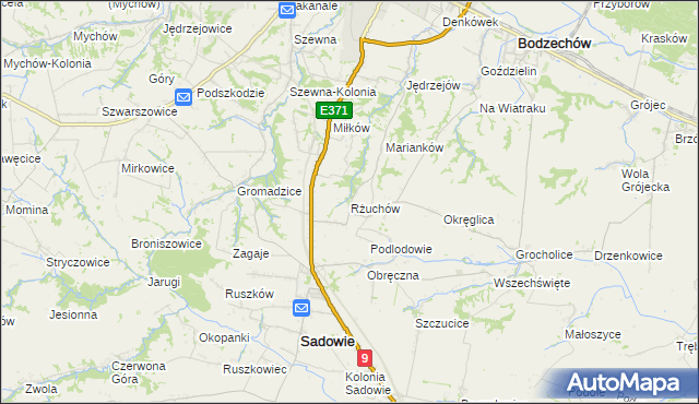 mapa Rżuchów, Rżuchów na mapie Targeo