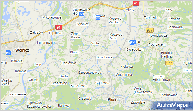 mapa Rzuchowa, Rzuchowa na mapie Targeo