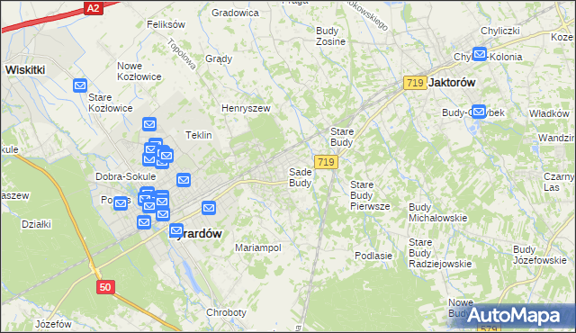 mapa Sade Budy, Sade Budy na mapie Targeo