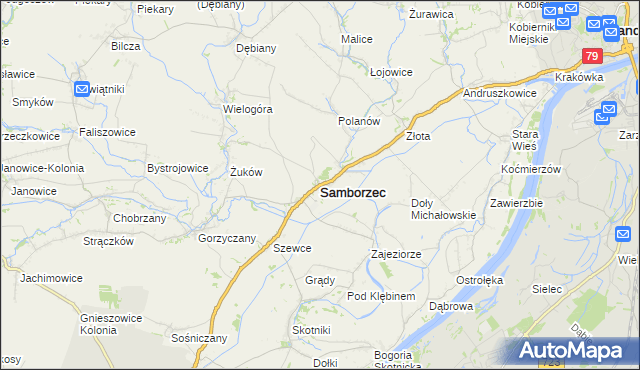 mapa Samborzec, Samborzec na mapie Targeo