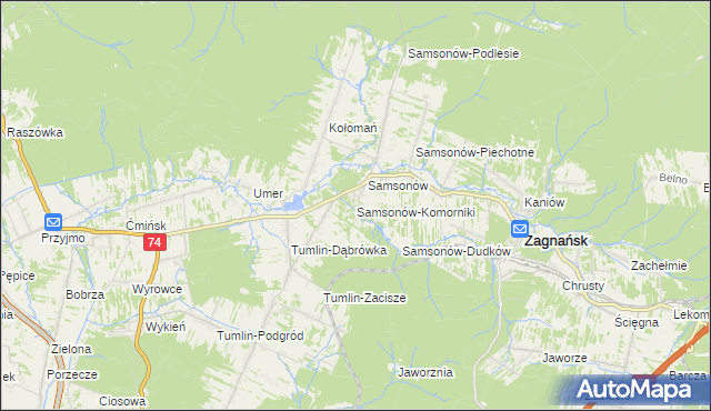 mapa Samsonów-Komorniki, Samsonów-Komorniki na mapie Targeo