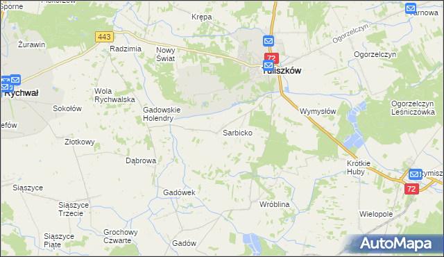 mapa Sarbicko, Sarbicko na mapie Targeo
