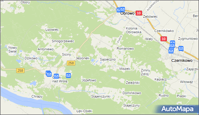 mapa Sąsieczno gmina Obrowo, Sąsieczno gmina Obrowo na mapie Targeo