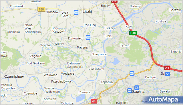 mapa Ściejowice, Ściejowice na mapie Targeo
