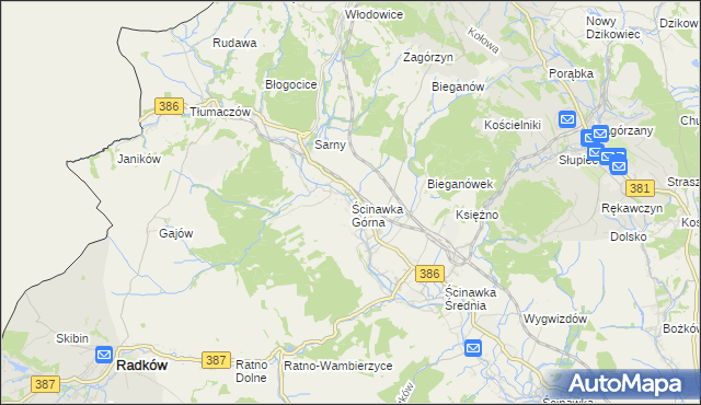 mapa Ścinawka Górna, Ścinawka Górna na mapie Targeo