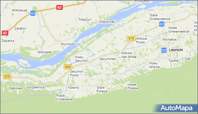 mapa Secyminek, Secyminek na mapie Targeo
