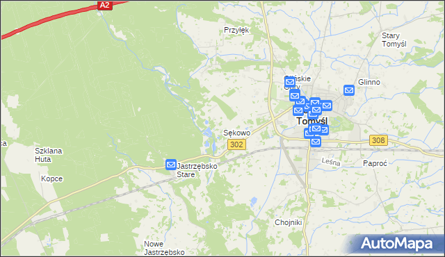 mapa Sękowo gmina Nowy Tomyśl, Sękowo gmina Nowy Tomyśl na mapie Targeo