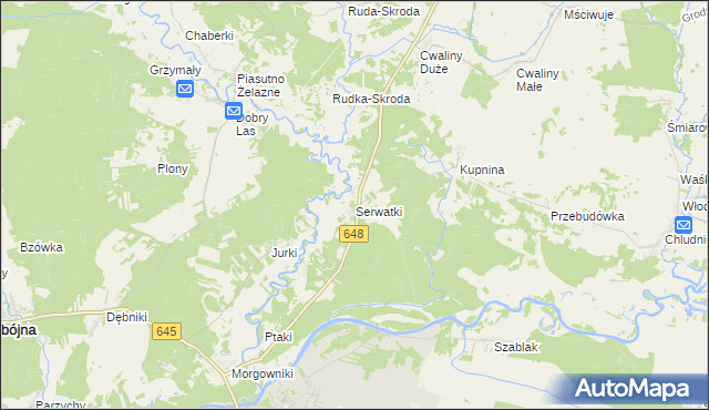 mapa Serwatki, Serwatki na mapie Targeo