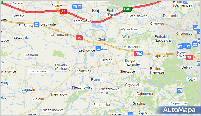mapa Siedlec gmina Bochnia, Siedlec gmina Bochnia na mapie Targeo
