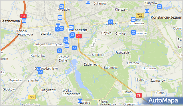 mapa Siedliska gmina Piaseczno, Siedliska gmina Piaseczno na mapie Targeo
