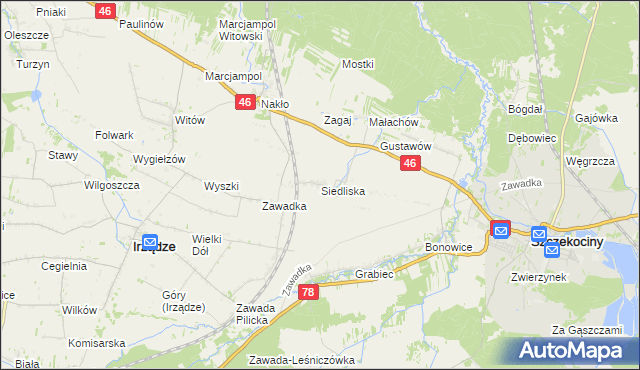 mapa Siedliska gmina Szczekociny, Siedliska gmina Szczekociny na mapie Targeo