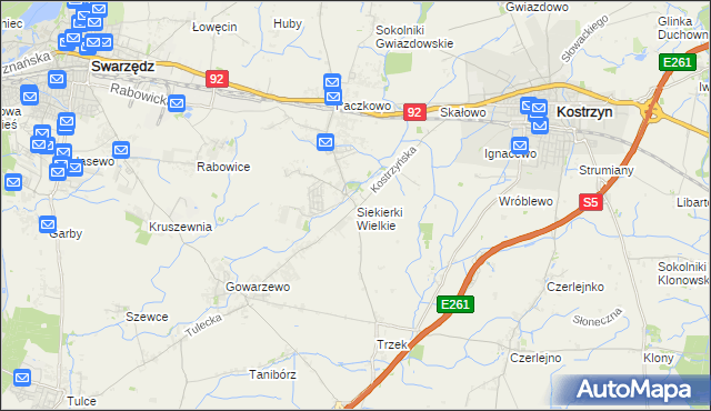 mapa Siekierki Wielkie, Siekierki Wielkie na mapie Targeo
