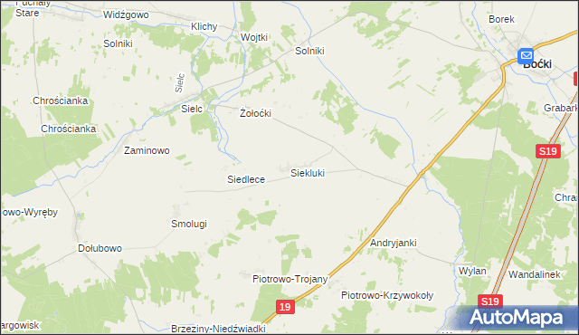 mapa Siekluki gmina Boćki, Siekluki gmina Boćki na mapie Targeo