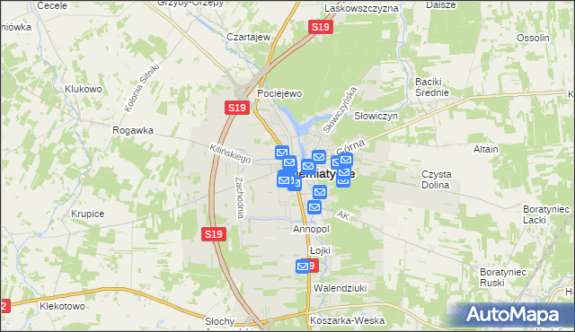 mapa Siemiatycze, Siemiatycze na mapie Targeo