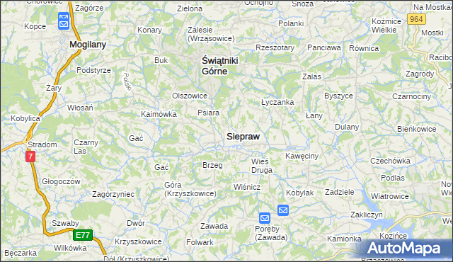 mapa Siepraw, Siepraw na mapie Targeo