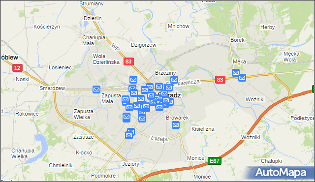 mapa Sieradz, Sieradz na mapie Targeo