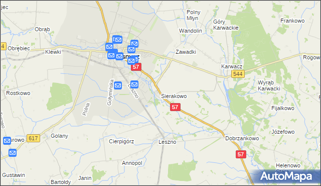mapa Sierakowo gmina Przasnysz, Sierakowo gmina Przasnysz na mapie Targeo