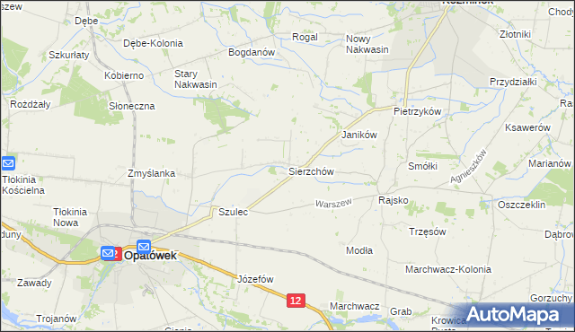mapa Sierzchów gmina Opatówek, Sierzchów gmina Opatówek na mapie Targeo